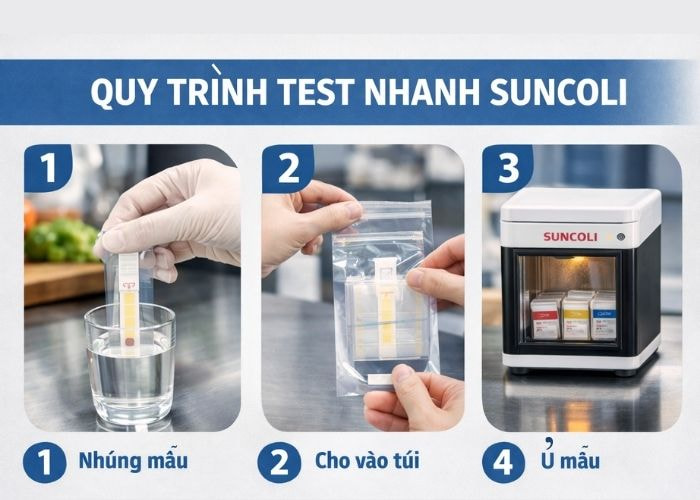 Cách kiểm tra vi sinh trong thực phẩm và nước bằng test Suncoli